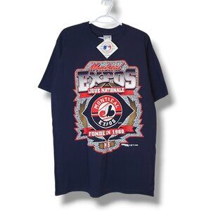 NWT Vintage 1995 Montreal Expos MLB Graphic Shirt Blue Size L